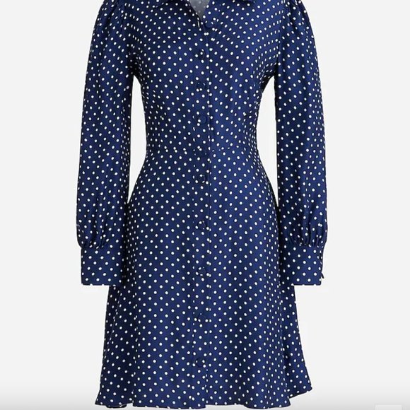 J. Crew Cupro Becklow Dot Shirtdress - Picture 2 of 3